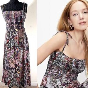 Loft floral smocked maxi dress NWT